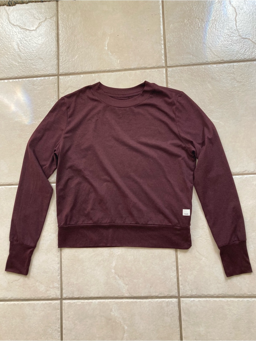 Vuori Daydream Crew Long Sleeve Maroon Burgundy Pullover